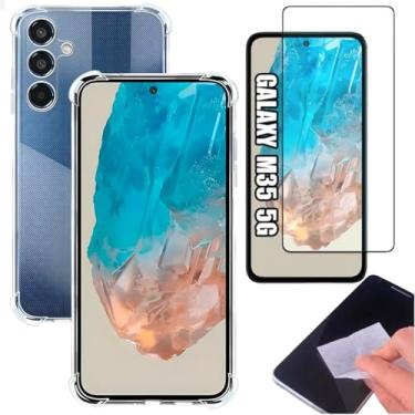 Imagem de [GL CASES] KIT Capa Capinha Case Samsung Galaxy M35 Slim Clear Anti Impacto Reforçada Silicone Transparente Flexível Anti Choque + Pelicula Samsung Galaxy M35 De Vidro 3D Cobertura Total