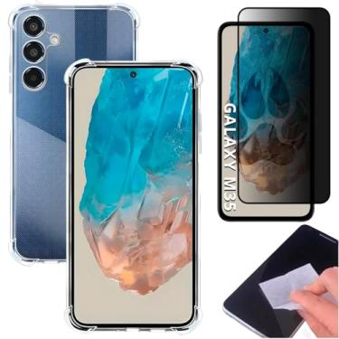 Imagem de [GL CASES] Kit Capa Samsung Galaxy M35 Case Capinha Anti Impacto Reforçada Silicone Transparente Flexível Proteção De Câmera + Pelicula Samsung Galaxy M35 De Privacidade Vidro Anti Spy Espião