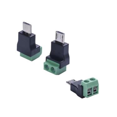 Imagem de rgzhihuifz Conector de carregamento micro USB 2 pinos sem solda Micro u-s-b macho para adaptador de crimpagem de 2 pinos 5V 3A MicroUSB 2.0 terminal de parafuso plugue sem solda, não é possível