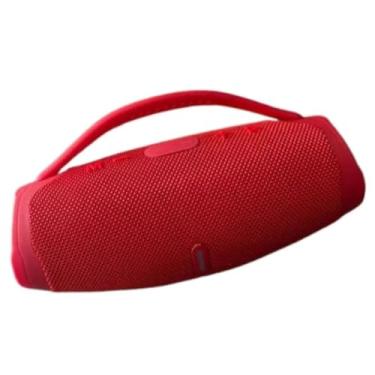 Imagem de Caixa de Som Bluetooth Portátil Estilo Boombox Prova da água, Som Potente, Bateria Recarregável, VERMELHA