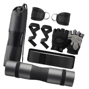 Imagem de Colaxi Conjunto de almofadas para agachamento com barra, almofadas para barra de agachamento, exercícios com luvas de ginástica, almofada de ombro com barra, Preto