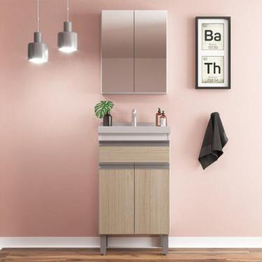 Imagem de Gabinete de Banheiro 50cm com Lavatório e Armário - Cewal