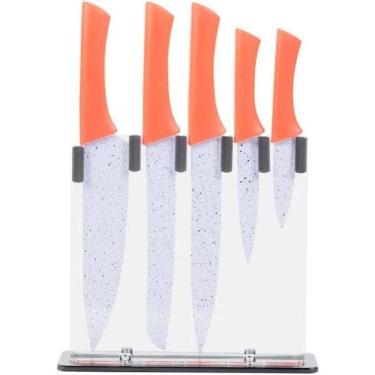 Imagem de Conjunto Facas Suporte Gourmet Coral Inox/Acrílico 6Pç Wincy