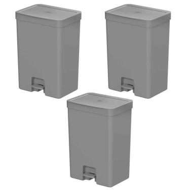 Imagem de 3X Lixeira De Banheiro Com Pedal 12 Litros Ou Trium Cinza