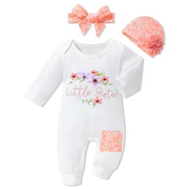Imagem de Conjunto de 3 peças de macacão floral Gaupafmb New Born para bebês