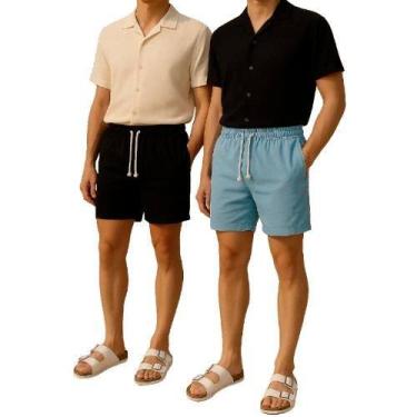 Imagem de Kit 2 Bermuda Short Linho Masculina Mauricinho Curto - Prime Star, Pre