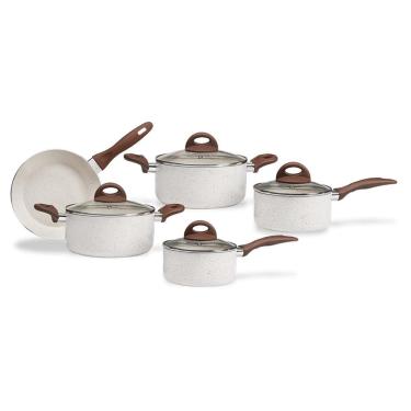 Imagem de Conjunto de Panelas Ceramic Life Smart Plus Brinox com 5 Peças Vanilla