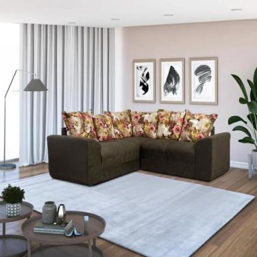 Imagem de Sofá de Canto Ideal Ellegance Relax - Alpoim, Marrom C/ Floral 603/66