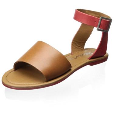 Imagem de Coconuts Sandália feminina All About Flat Ankle, conhaque/vermelho, 37