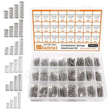 Imagem de Kit de sortimento de molas de compressão Dianrui 392PCS em aço inoxidá