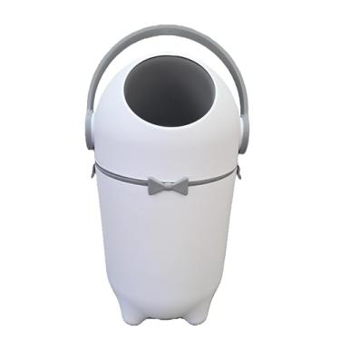 Imagem de Lixeira Anti-Odor para Fraldas – 10 Litros, Tampa Vedada, Design Compacto Branco e Cinza, Ideal para Quarto do Bebê, Banheiro e Descarte Higiênico