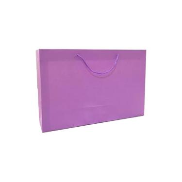Imagem de Sacola de Papel Colorida 21x32x10cm, Papel Resistente para Lojas, Presentes, Eventos e Embalagens Comerciais 10 unidades(Lilás)