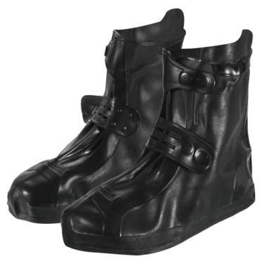 Imagem de HARFINGTON Capa impermeável para sapatos G (EUA 6) antiderrapante reutilizável galochas protetores de sapato de chuva com fivela dupla para homens mulheres chuvoso ao ar livre, preto