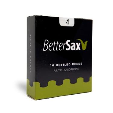 Imagem de BetterSax Palhetas de saxofone alto corte Jazz (pacote com 10), força 4.0 - bengala orgânica premium para desempenho ideal, resposta imediata, durável e consistente, ideal para profissionais e