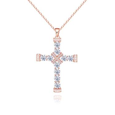 Imagem de ACECHA Colar de cruz de ouro para mulheres, pingente de cruz CZ banhado a ouro, colares delicados de crucifixo de fé, presente de joia para mãe, esposa, mulheres, Natal, aniversário, common, Latão