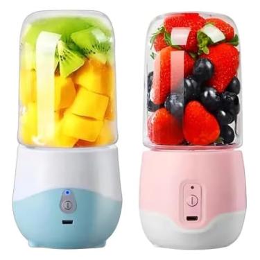 Imagem de Mini Liquidificador Portátil Recarregável USB 300ml – Juice Cup Mixer com Lâminas de Inox | Ideal para Shakes, Sucos e Vitaminas | Leve, Compacto e Prático para o Dia a Dia- Rosa