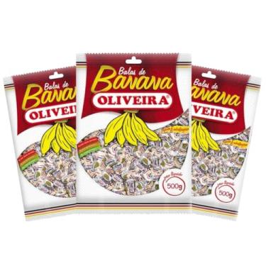 Imagem de Bala de Banana Oliveira Kit 3 Pacotes de 500g – Doce Tradicional Macio e Saboroso