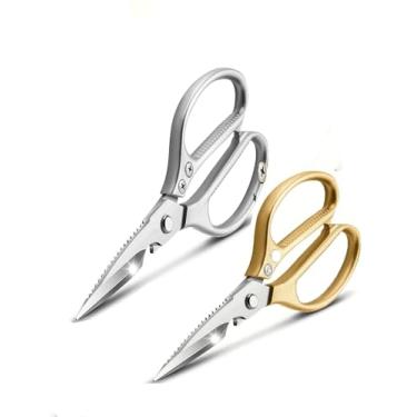 Imagem de Pacote com 2 tesouras profissionais de cozinha de 21,6 cm para cortar ossos de frango, ervas, aves, peixes