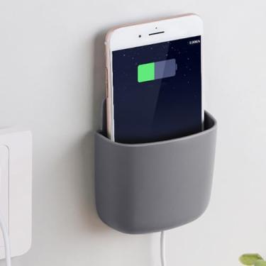 Imagem de Caixa de armazenamento de controle montada na parede para sala de estar ou quarto, pequena caixa para telefone e acessórios, cinza