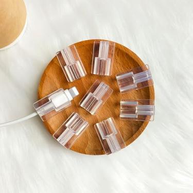 Imagem de 6 clipes transparentes para cabos de celular – 3 tipos C e 3 compatíveis com suportes de cabo de carregamento de iPhone para gerenciamento e organização de fios