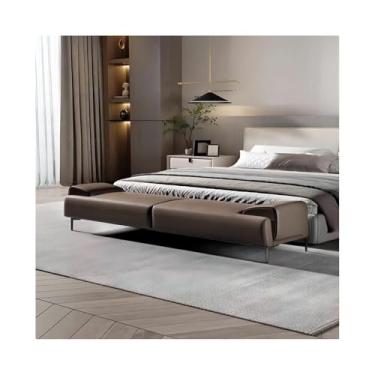 Imagem de Banco para entrada leve de cabeceira de luxo banco de cabeceira quarto cama de alta qualidade banco de pé sofá roupas de vestiário (marrom)