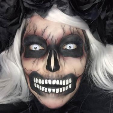 Imagem de Adesivos de tatuagem falsos de boca gigante assustadora - Adesivos de lábios e dentes assustadores de terror para rosto e corpo, lembrancinhas de festa de Halloween, acessórios de fantasia assustadora