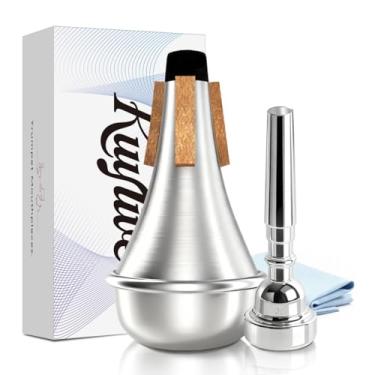 Imagem de Kuylive Bocal para trompete 7C com silenciador silencioso de alumínio leve para prática de trompete adequado para acessórios de instrumentos musicais de substituição Yamaha Bach Conn King, prata
