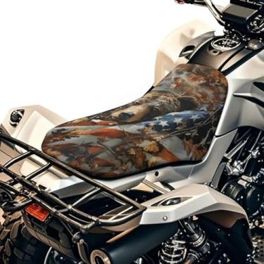 Imagem de Qpednta Capa protetora de assento para quadriciclo com urso de caça camuflada, antiderrapante, impermeável, compatível com Polaris Sportsman Polaris Scrambler Honda Rancher