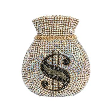 Imagem de Tngan Bolsa de dinheiro feminina bolsa de noite com cristais brilhantes strass festa de casamento formatura clutch, A - ouro, prata, Ab