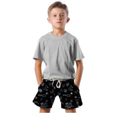 Imagem de Shorts Infantil Bermuda Calção Praia Desenhos Arte White 309 - SMOKE, 