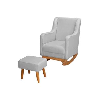 Imagem de Poltrona de Amamentação com Balanço com Puff Aquila Linho Ds Home (Linho Cinza)