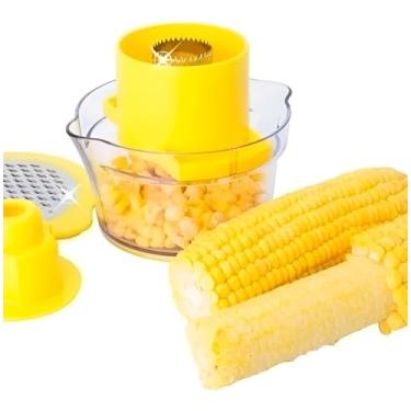 Imagem de Descascador de Milho Para Espiga de Milho, Ferramenta de Decapagem de Espiga de Milho de Aço Inoxidável, Debulhador de Milho Com Tigela Sem Respingos e Sem Desperdício