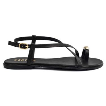 Imagem de Sandalia Feminina Rasteirinha Flatform Flat Rasteira Metal Enfeite Brilho (Preto, BR, Adulto, Numérico, 37)