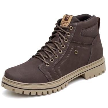 Imagem de Bota Coturno Adventure Tratorada Motoqueiro Masculina Cadarço Cano Medio Trilha Reforçada Leve Tamanho:43;Cor:Marrom;Gênero:Masculino;Departamento BS:Esporte