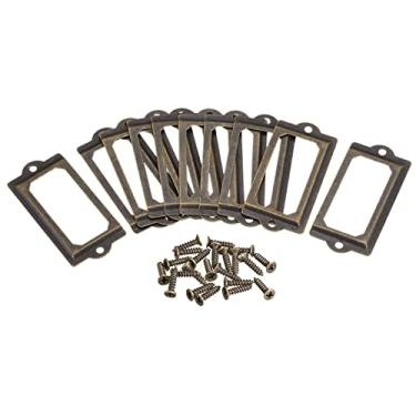 Imagem de Suportes de etiqueta de metal, 70 x 33 mm, 10 peças, porta-etiquetas de cartão de nome de arquivo, moldura para prateleiras de armário de gaveta de biblioteca de escritório, tom bronze