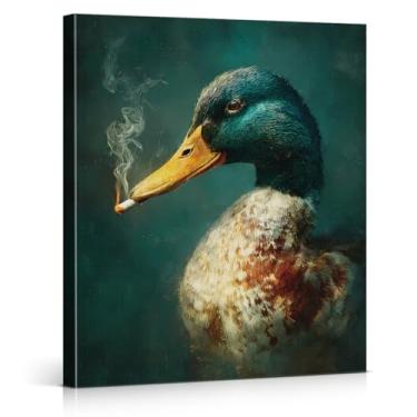 Imagem de Arte de parede em pôster de pato selvagem emoldurado - decoração de parede de pato engraçado para quarto, sala de estar, casa 20 x 25 cm