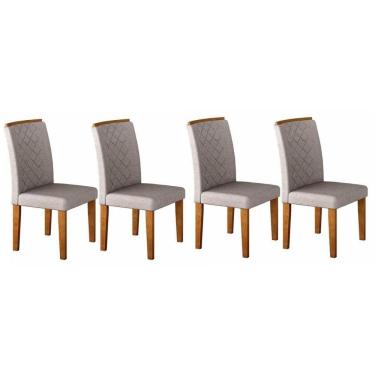 Imagem de Kit 4 Cadeiras Sala Jantar Jade  4 Un Imbuia/Linho Turim - Rufato