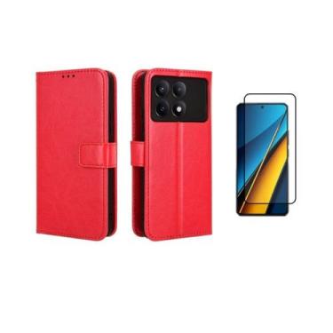 Imagem de Capa Capinha Case Carteira Flip Couro + Pelicula 3d Redmi Note 13 4g -