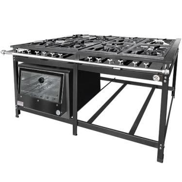 Imagem de Fogão Industrial 8 Bocas 4 Duplas Baixa Pressão MR Fogões com Forno P8 Luxo
