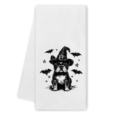 Imagem de Noaleviax Toalhas de cozinha buldogue francês - decoração engraçada de Halloween, presentes para amantes de buldogue francês, toalhas de mão de cachorro de Halloween pano de prato para cozinha