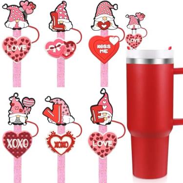 Imagem de CEDIDJAC Capa de palha de Dia dos Namorados para Stanley Cup, Love Silicone Straw Toppers compatíveis com Stanley Copo de 30 e 1,134 g, capa de canudo reutilizável para acessórios Stanley Cup