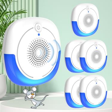 Imagem de Repelente de pragas ultrassônico, pacote com 6, repelente eletrônico de mouse para casa, repelente de insetos de mosquitos para uso interno, roedores, ratos, controle de insetos, dispositivos