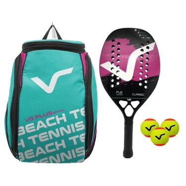 Imagem de Kit Com Raquete Beach Tennis Classic Full Carbon , 3 Bolas E 1 Mochila De Transporte Vg Plus Ros-Unissex