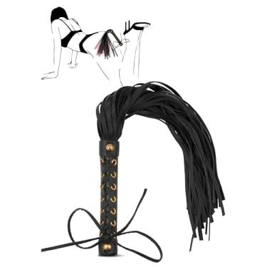 Imagem de Riding Chicote de 45,72 cm, chicote para cavalo, chicote para cavalo, couro (preto)