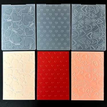 Imagem de 3 peças de pasta de plástico em relevo, textura de elementos amorosos do Dia dos Namorados, 10 x 14 cm para fazer cartões, faça você mesmo, scrapbook, papel, artesanato, artesanato, scrapbook, artes