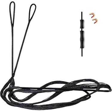 Imagem de Substituição de corda de arco Deerseeker Archery com protetor de dedo e 2 pontos nock cordão de arco Dacron 12, 14, 16 fios acessórios para arco recurvo tradicional arco longo 122-178 cm