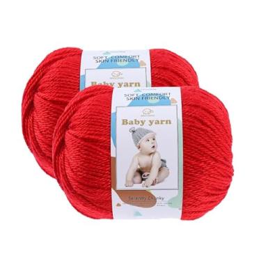 Imagem de Fio de malha para bebês – lã merino 10%, algodão 40%, nylon, 50% novelo de fio macio misturado adequado para tricô de crochê, cobertores de bebê e roupas (aproximadamente 50 g/160 jardas) [conjunto de