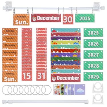 Imagem de Calendário flip para sala de aula, calendário de sala de aula para quadro branco, decoração arco-íris, calendários, flip, sala de aula, conjunto de quadro de avisos com suporte para professores