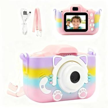 Imagem de Câmera Infantil, Lente Dupla para Bebês e Crianças Pequenas, Câmeras Frontal e Traseira para Fotografia e Gravação de Vídeo, Segurança à Prova de Quedas (Colorido Rosa)