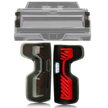 Imagem de HECASA Lanterna traseira totalmente LED compatível com Chevrolet Silverado 2019-2023 1500 2500HD 3500HD Par de lâmpadas de freio traseiro DRL lado esquerdo e direito lente fumê preta substituição para